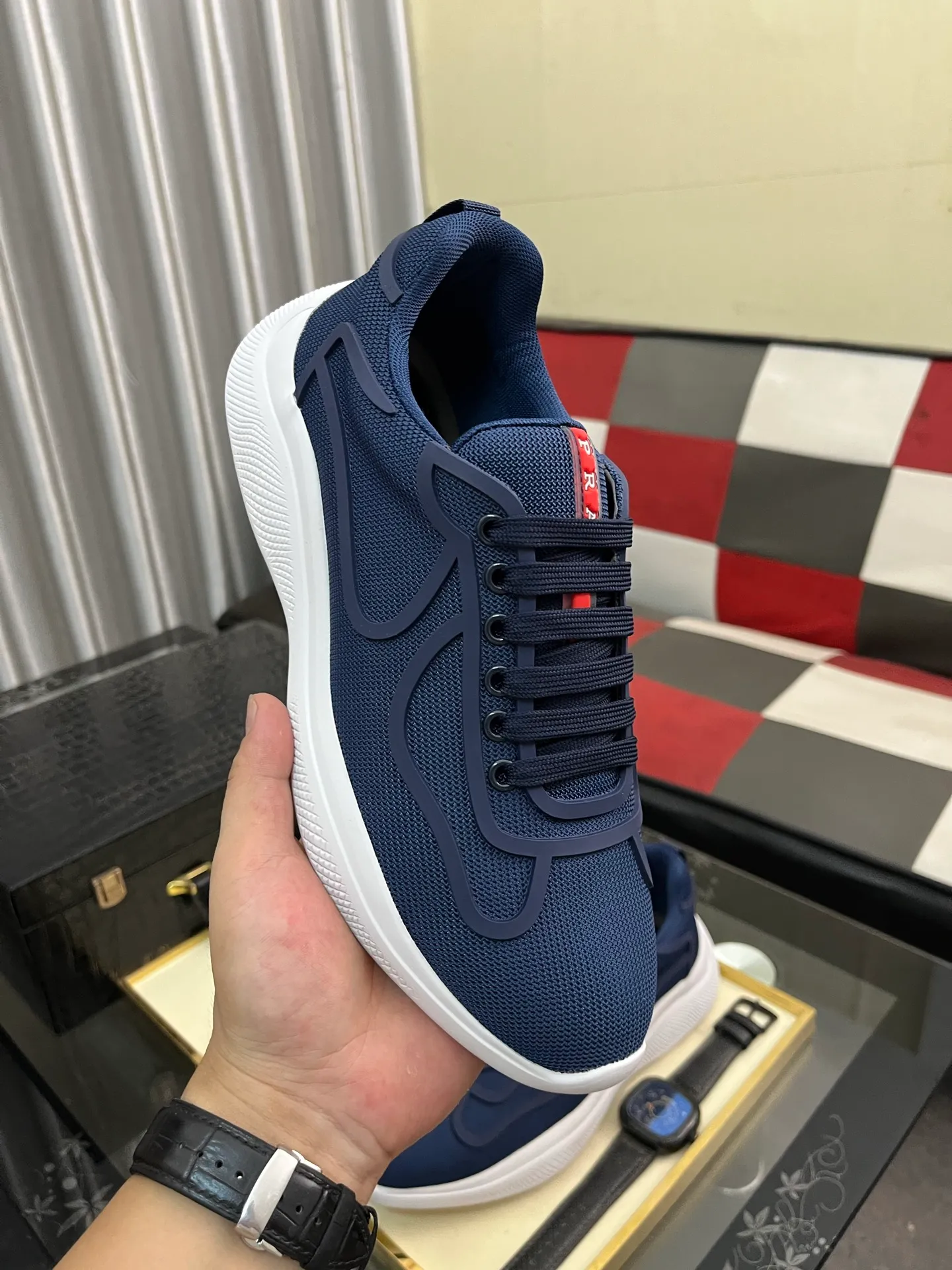 Men's shoes 💰400⌚️⌚️【PRADA】Prada casual shoes, originally developed 1:1, made of high-mercerized cowhide with imported cowhide, silk sheepskin lining, rubber outsole, comfortable and soft on the foot, size: 38-444️⃣Colors available